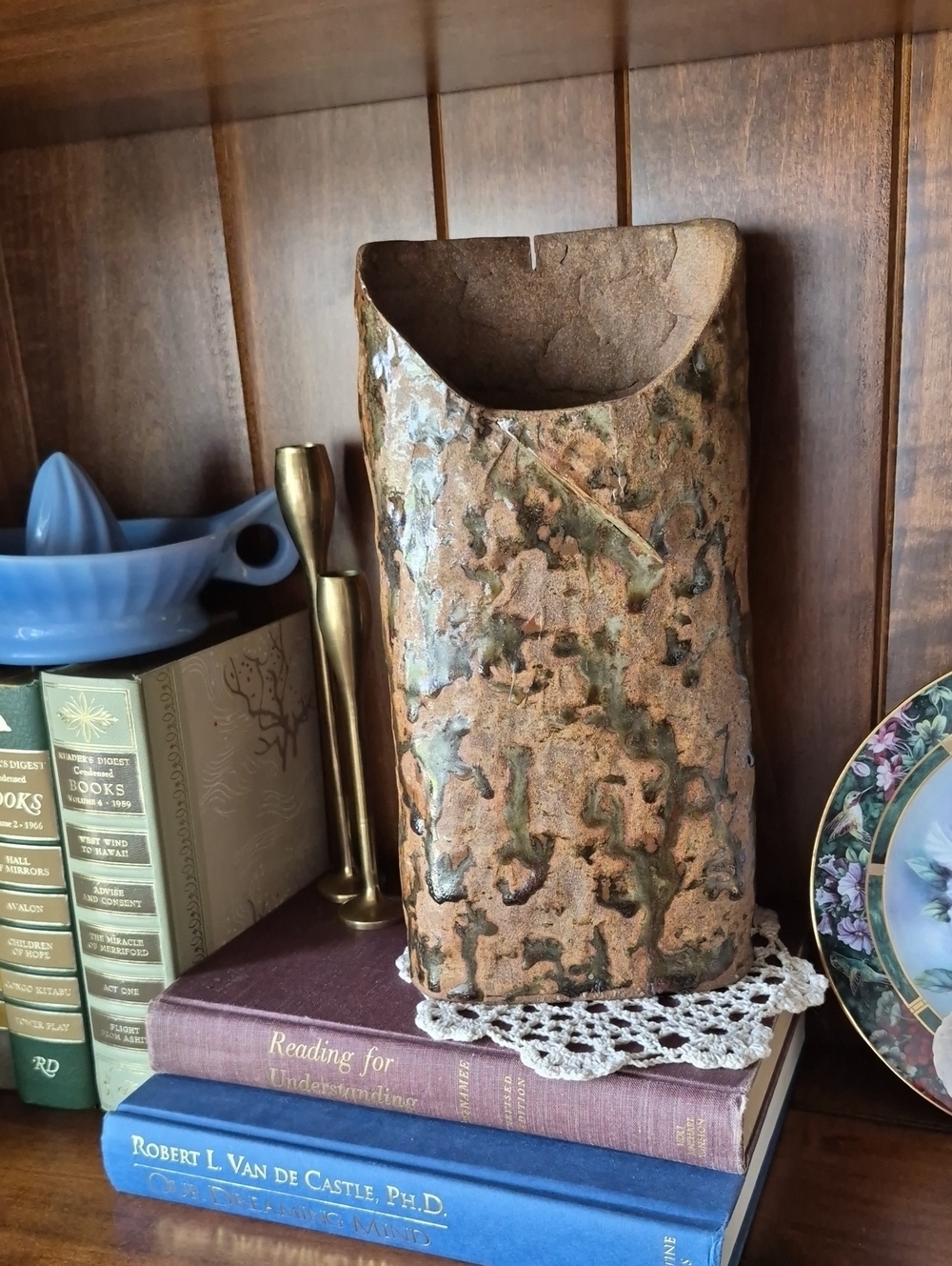 Rustic Brown Textured Ceramic Vase - Brand Unknown